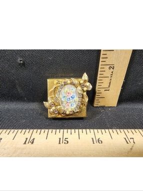 Vintage Trinket Pill Stash Jewelry Box Floral Garden Butterfly Used